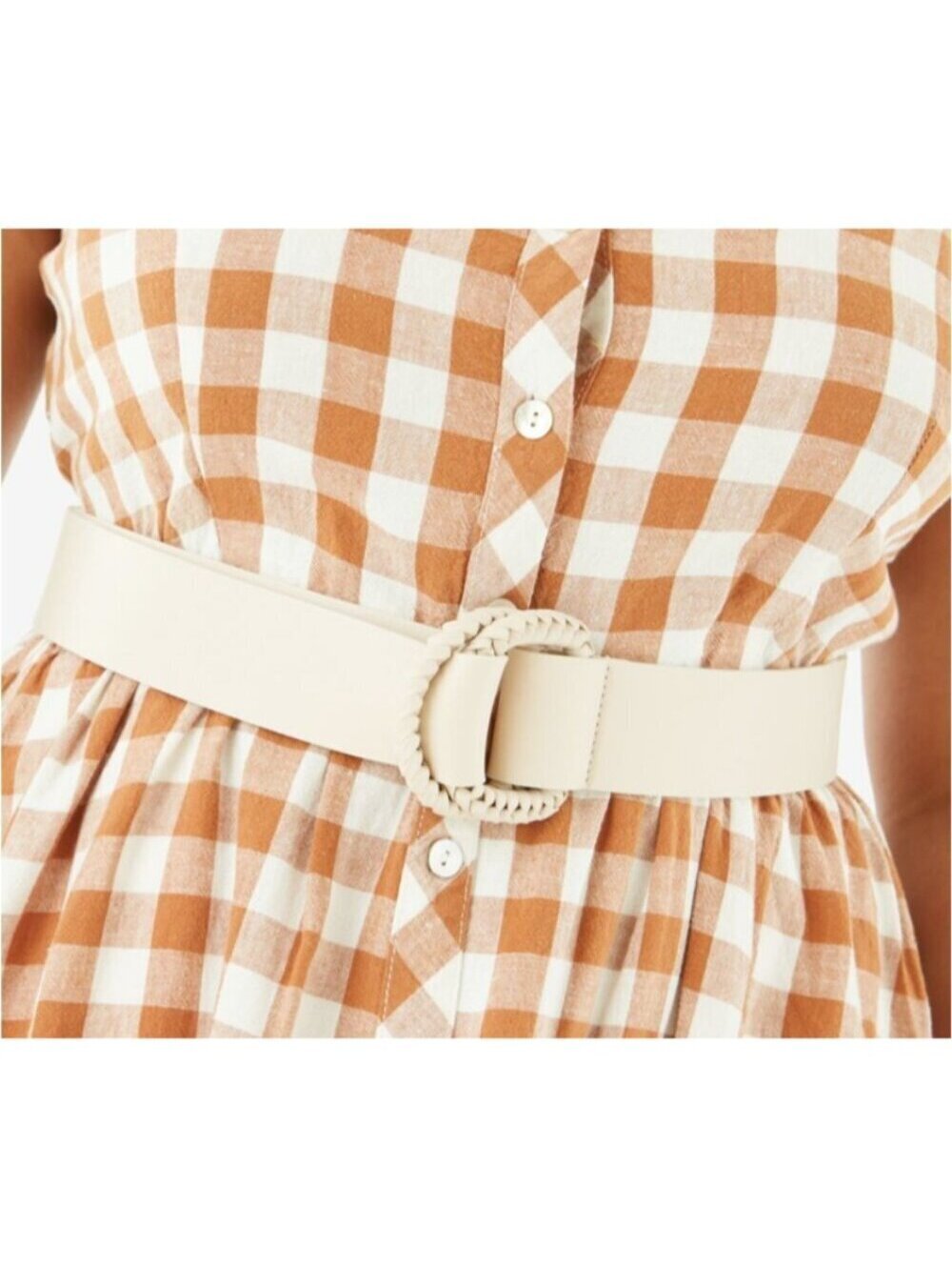 B-Low The Belt Emille Braided Buckle D-Ring Belt Leather Cream Italy Size S/M